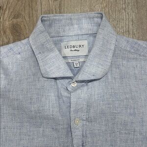 Men’s LEDBURY Fine Shirting Classic Fit Linen Button Down